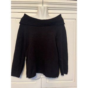 Vintage Sweater Woman’s Angora Blend Cowl Neck Black Medium 3/4 Sleeves